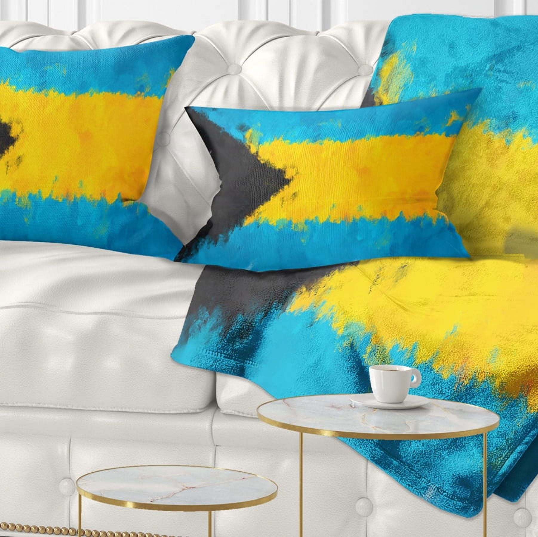 Designart Bahamas Flag Illustration - Flag Painting Throw Pillow - 12x20