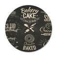 thumbnail image 1 of Designart 'Bakery Characters Food Quotes' Modern Wood Wall Clock, 1 of 5