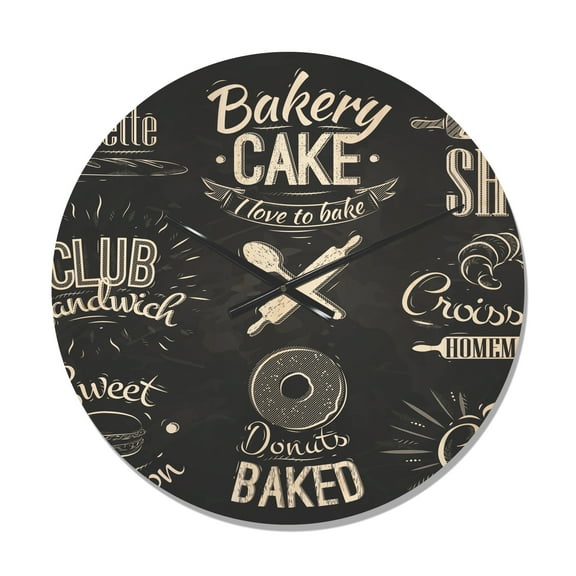 Designart 'Bakery Characters Food Quotes' Modern Wood Wall Clock
