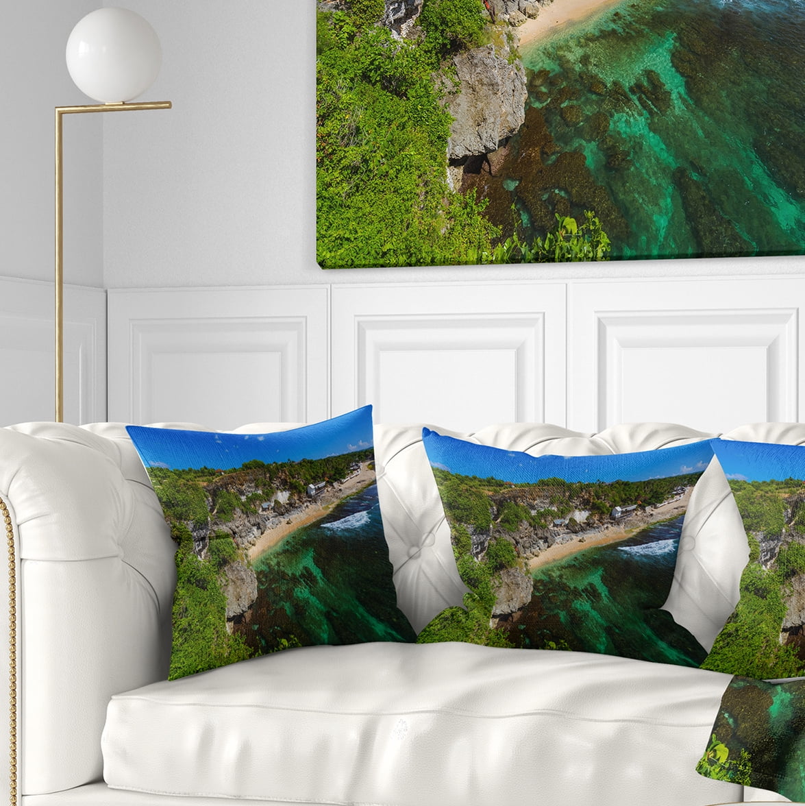 Designart Balangan Beach Bali Indonesia - Seascape Throw Pillow - 16x16