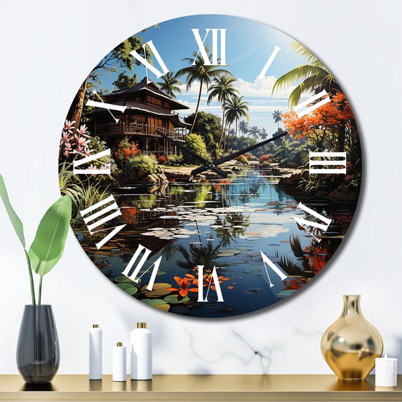 Designart "Bali Bliss Asian beauty" Asian Oversized Wall Clock
