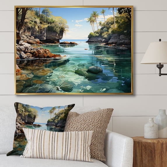 Designart "Bali Bliss horizon III" Asian Floater Framed Canvas Wall Art