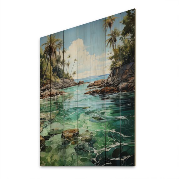 Designart "Bali Bliss horizon IV" Asian Print on Natural Pine Wood