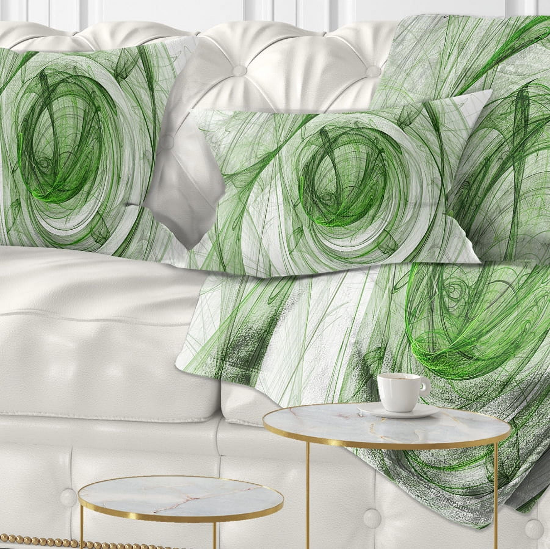 Designart Ball of Yarn Green Spiral - Abstract Throw Pillow - 12x20