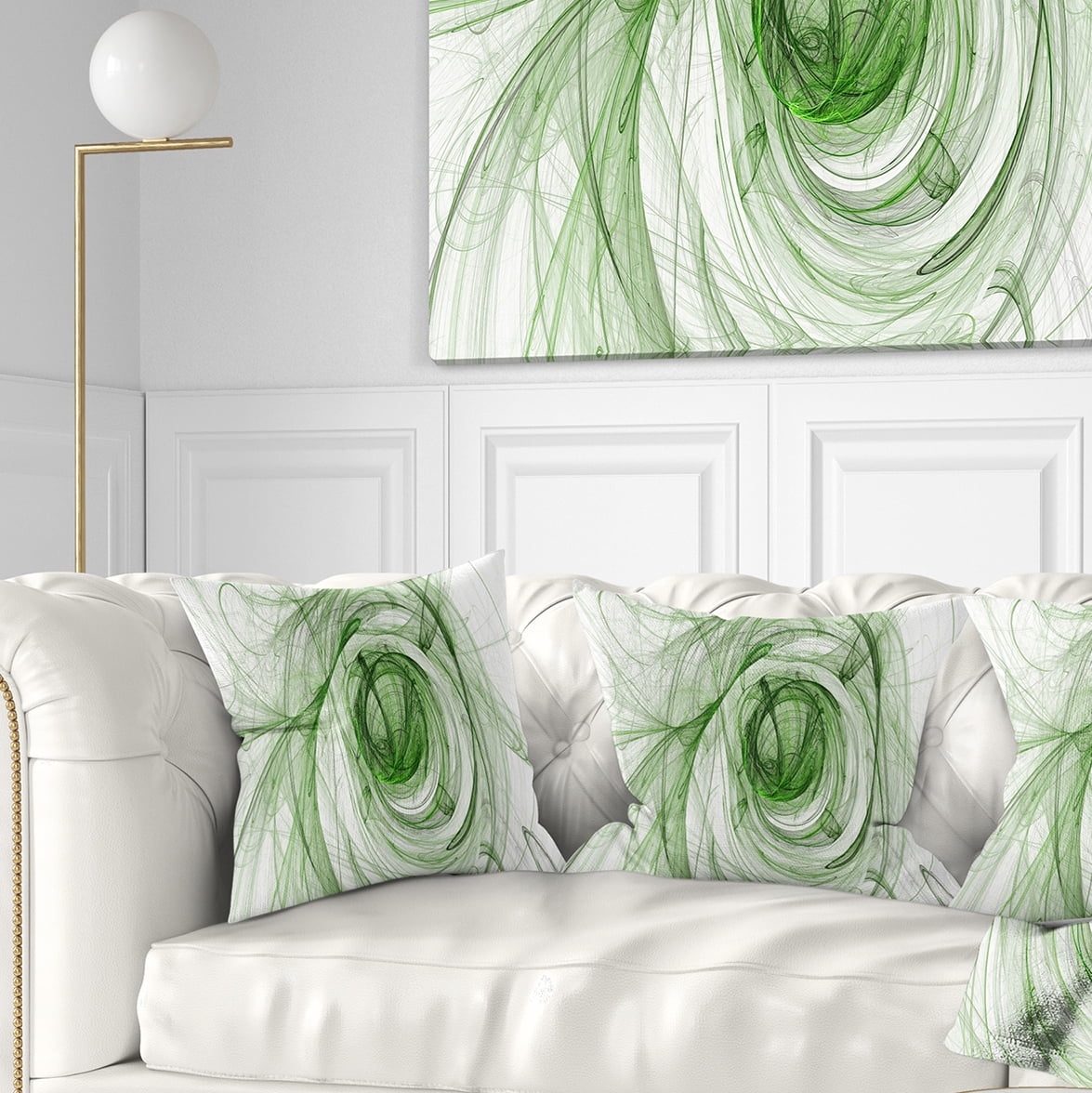 Designart Ball of Yarn Green Spiral - Abstract Throw Pillow - 18x18
