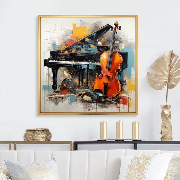 Designart "Ballad Bold Music Dynamic wall art" Music Floater Framed Canvas Art Print
