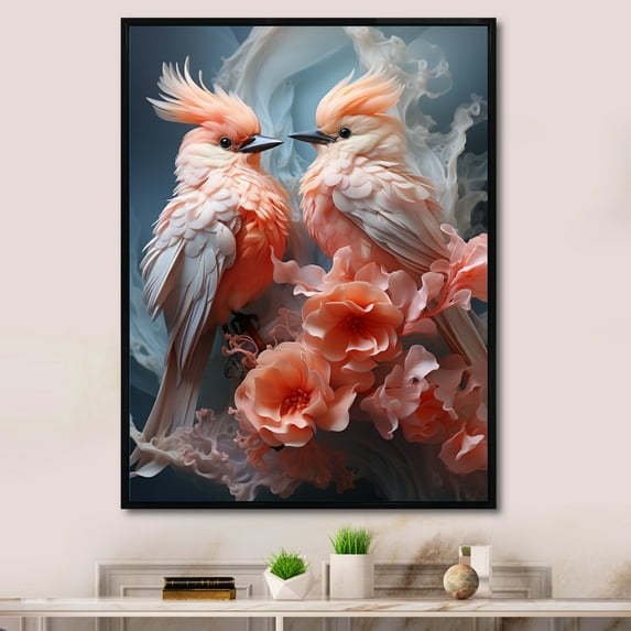 Designart "Ballet in the Bird s Sky II" Animals Floater Framed Wall Art Living Room