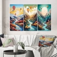 thumbnail image 1 of Designart "Balloon Ascending into the Sky IV" Landscape Mountains Wall Art Set Of 3 - Blue Mountains Canvas Set For Living Room Decor, 1 of 7