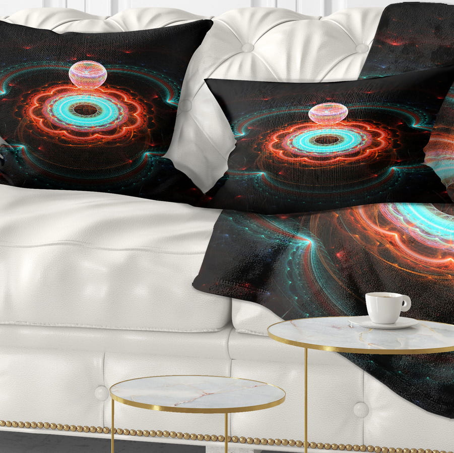 Designart Balloon over Fractal Colored Area - Floral Throw Pillow - 12x20