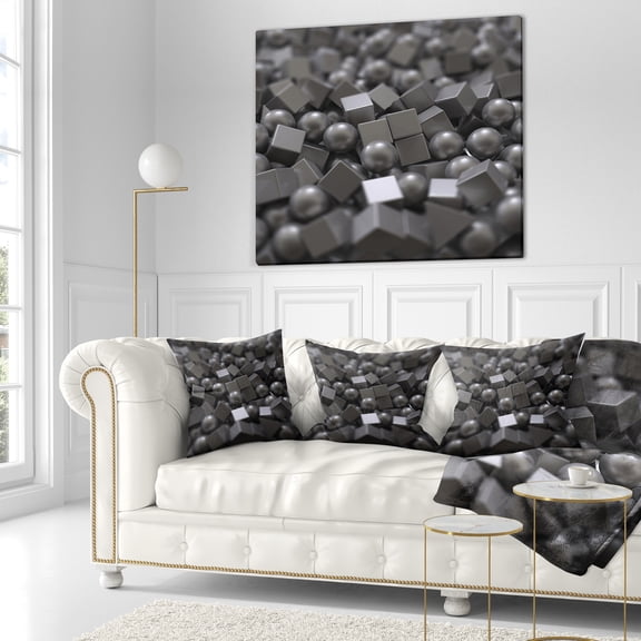 Designart Balls and Cubes 3D Design - Abstract Throw Pillow - 18x18