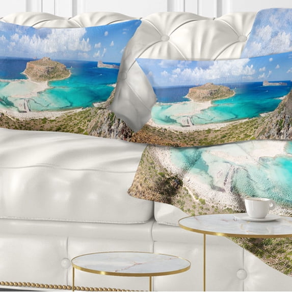 Designart Balos Beach at Crete Island Greece - Oversized Beach Throw Pillow - 12x20