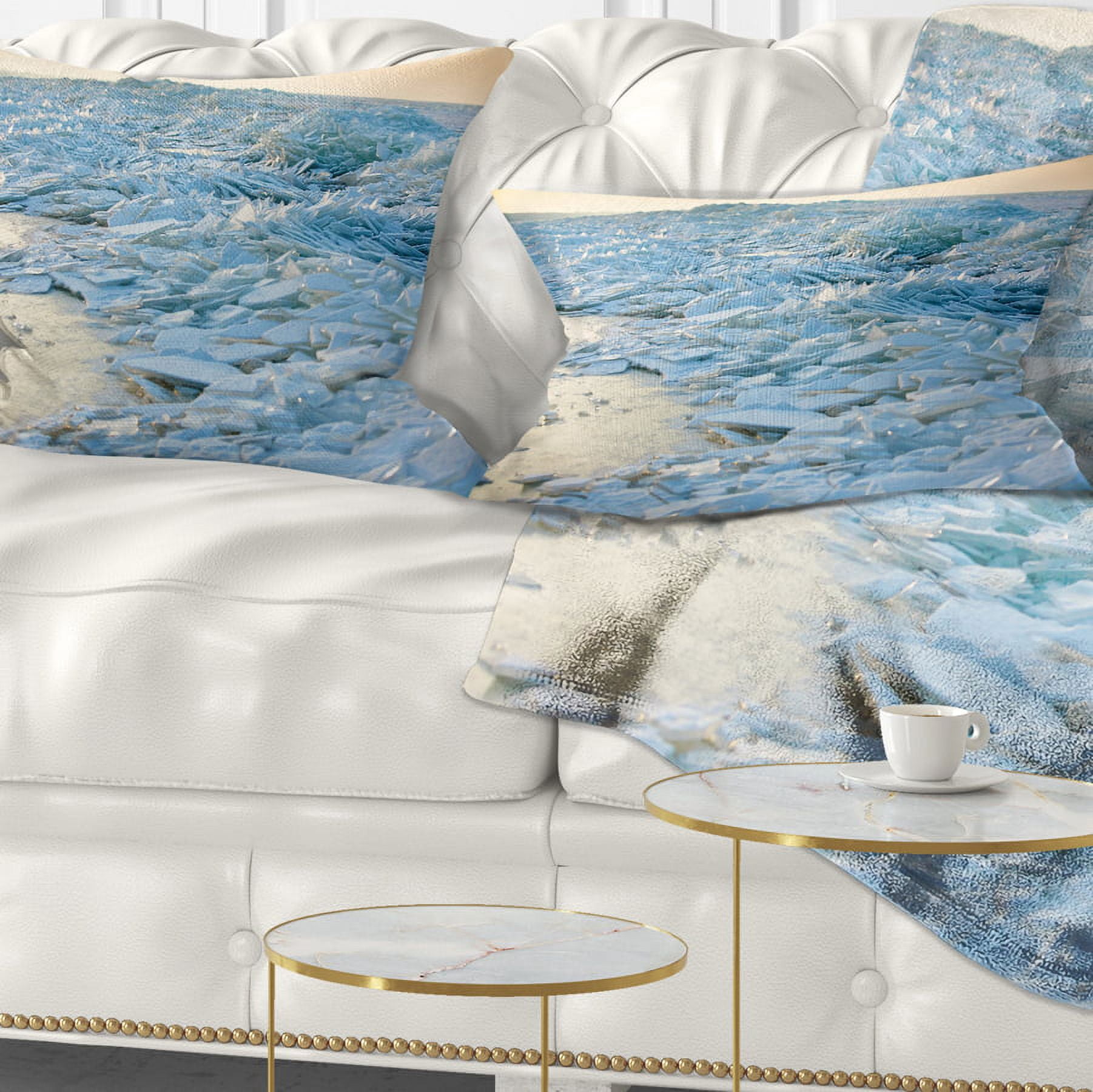 Designart Baltic Sea Winter Landscape - Landscape Printed Throw Pillow - 12x20