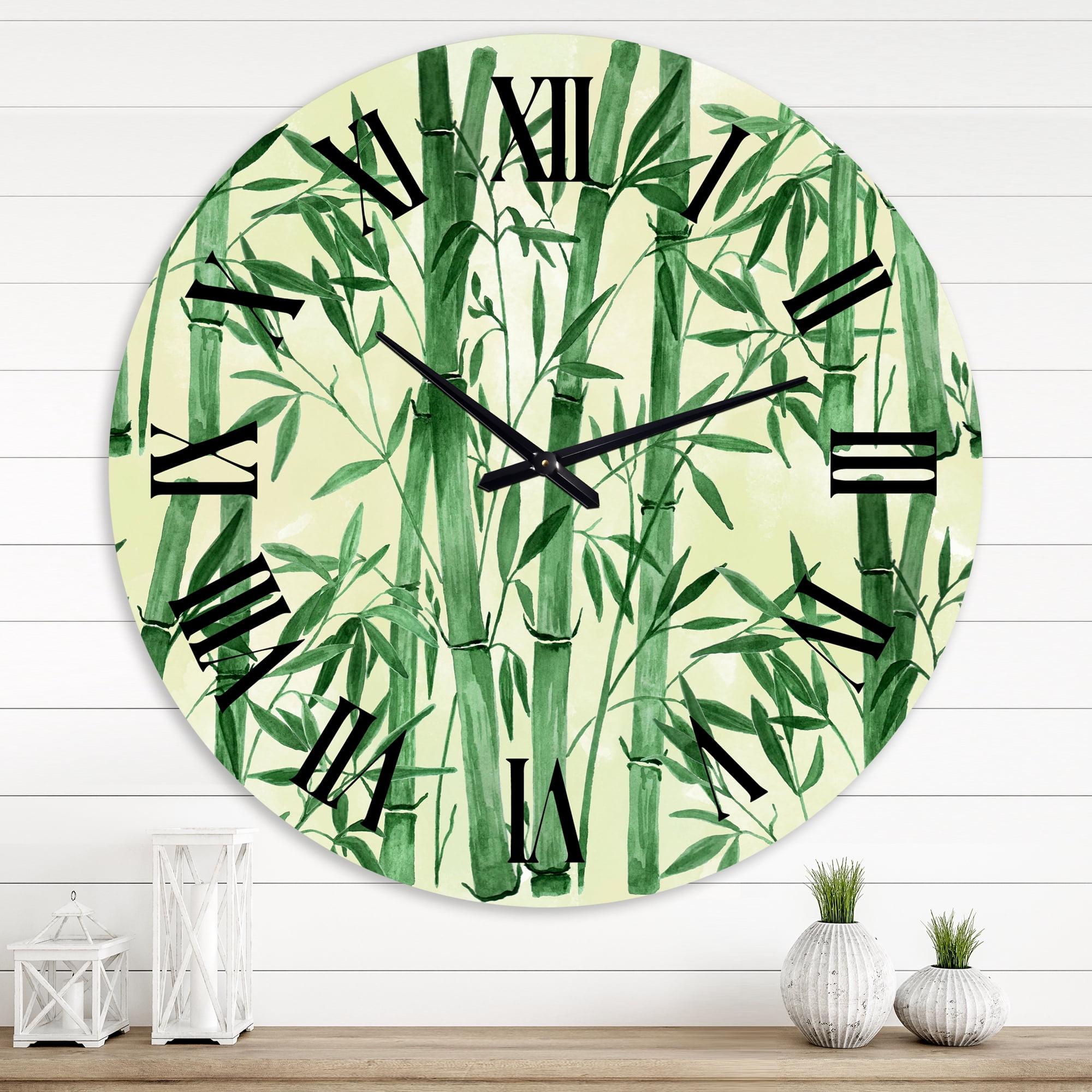 Designart 'Bamboo Branches In The Forest I' Tropical Wall Clock
