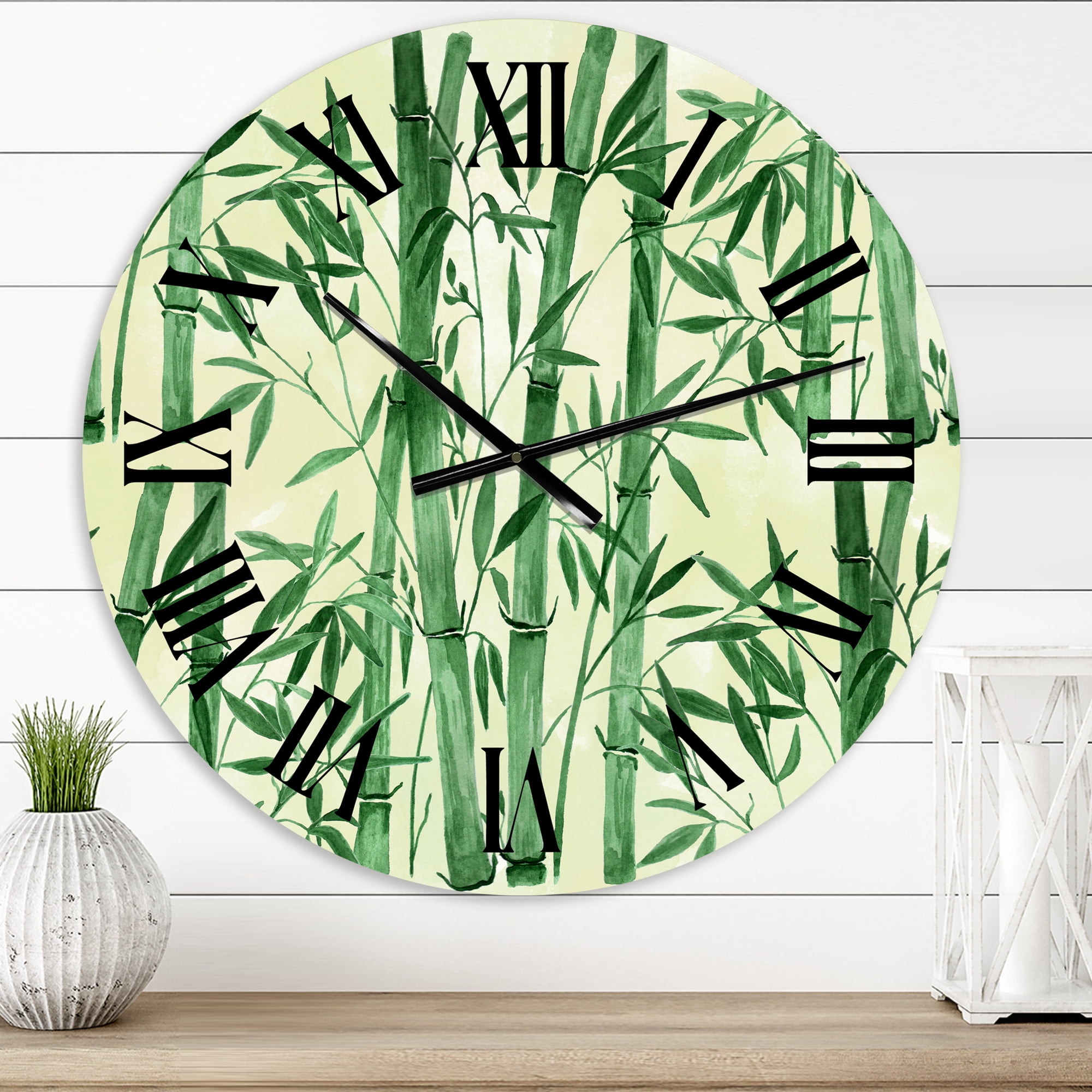 Designart 'Bamboo Branches In The Forest I' Tropical Wall Clock