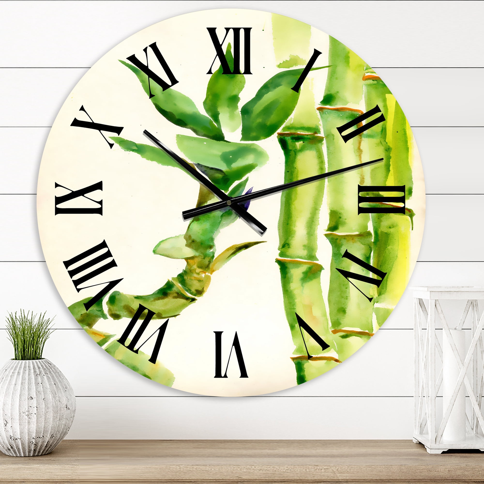 Designart 'Bamboo Branches In The Forest Vi' Tropical Wall Clock