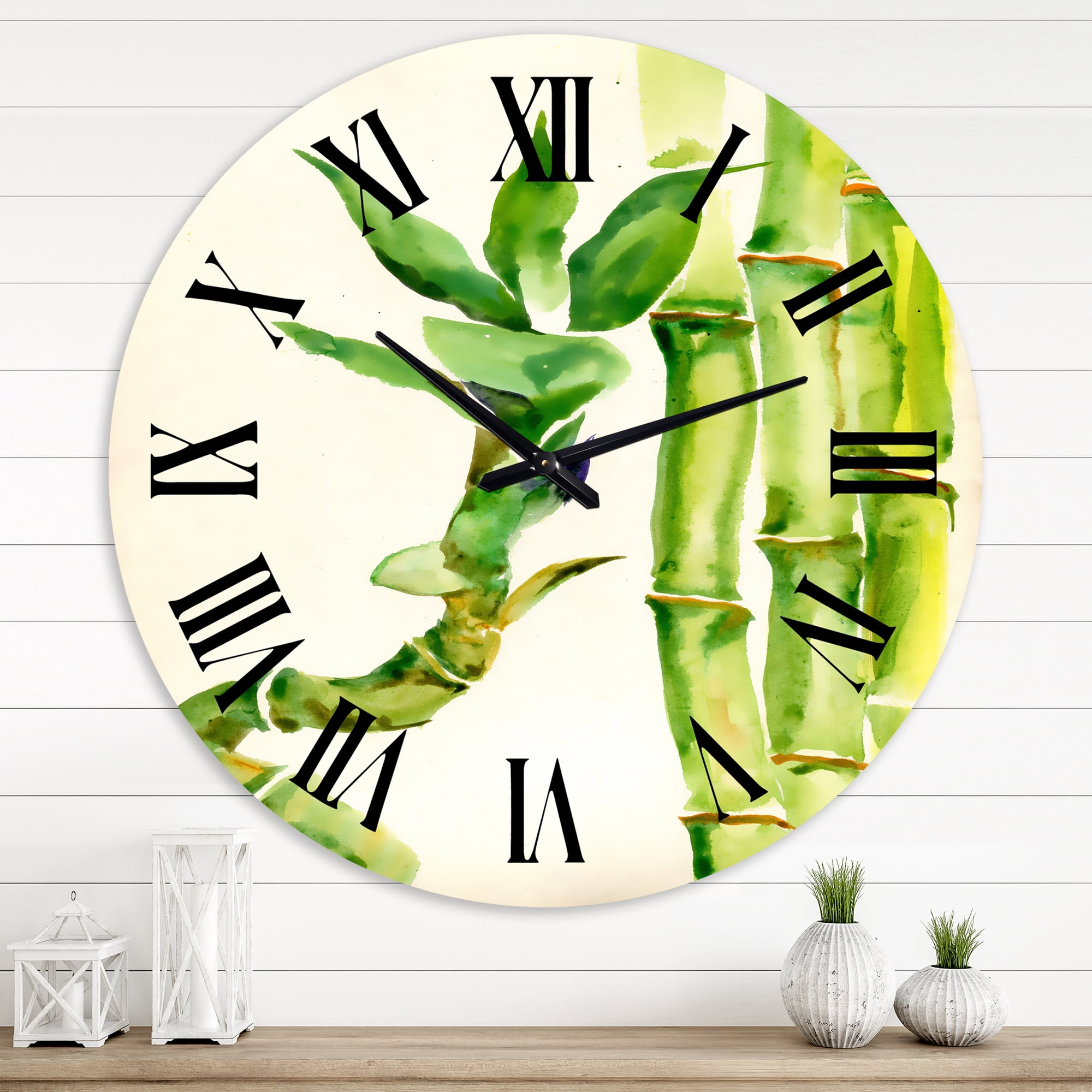 Designart 'Bamboo Branches In The Forest Vi' Tropical Wall Clock