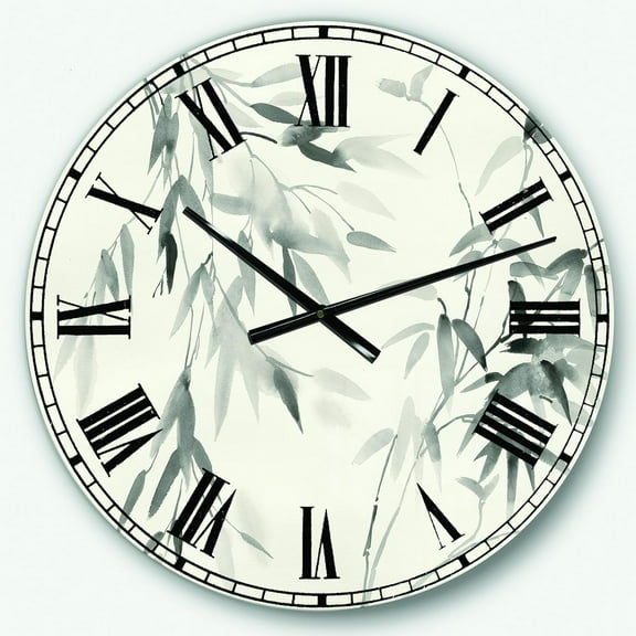 Designart 'Bamboo Leaves II' Farmhouse Wall Clock