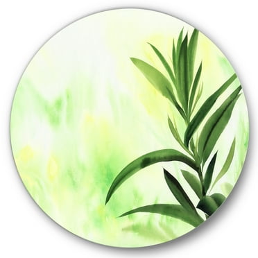 Designart 'Bamboo Palm Detail I' Traditional Circle Metal Wall Art 36x36 - Disc of 36