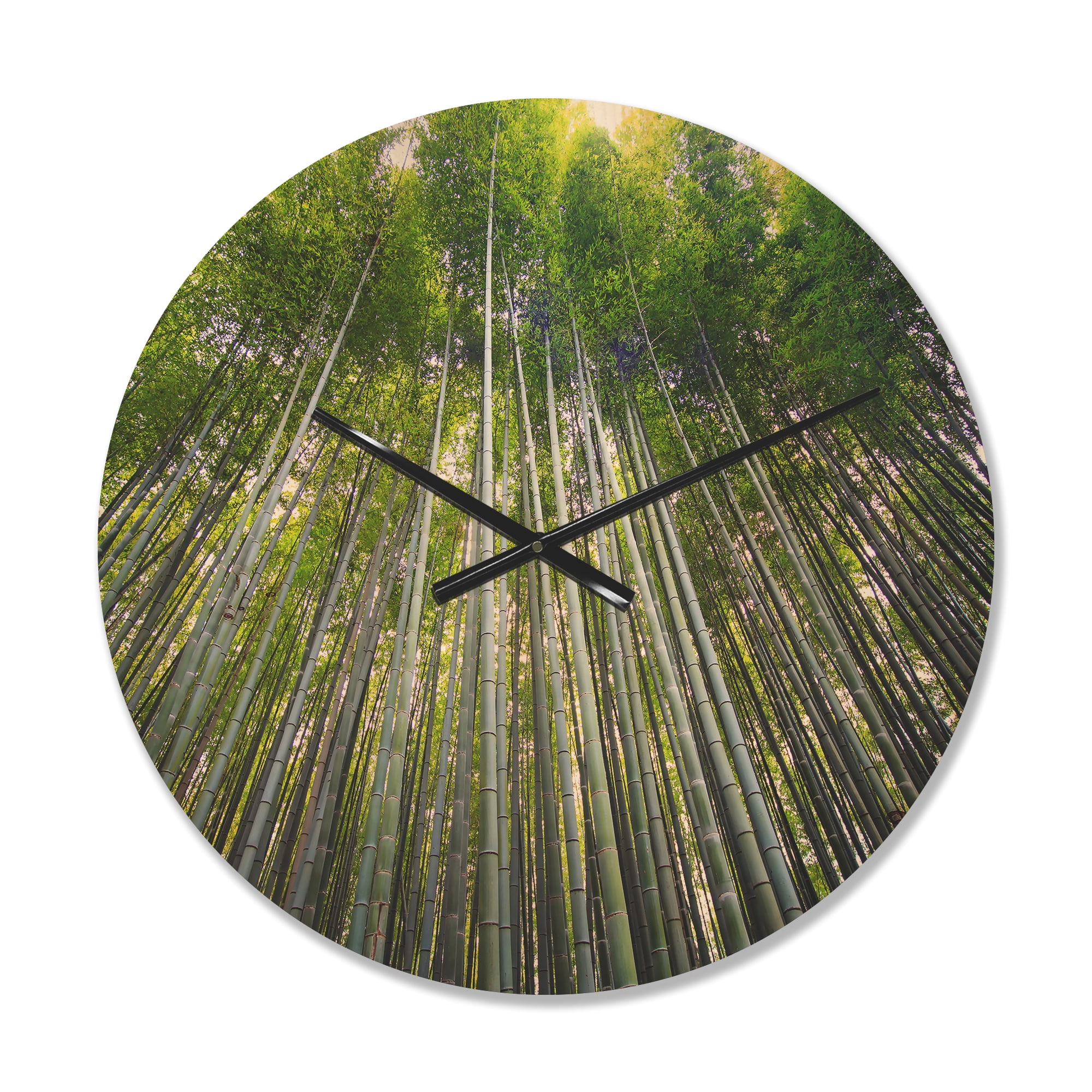 Designart 'Bamboo Tree Forest of Kyoto Japan' Rustic Wood Wall Clock