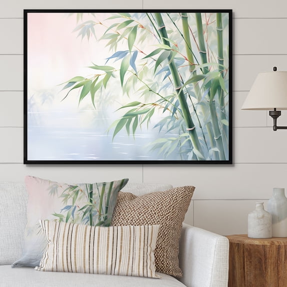 Designart "Bamboo love Dream II" Floral Floater Framed Canvas Print