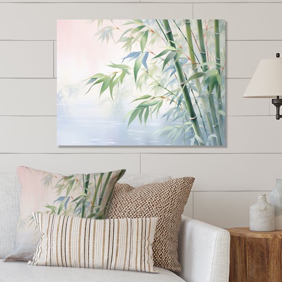 Designart "Bamboo love Dream II" Floral Metal Art Living Room