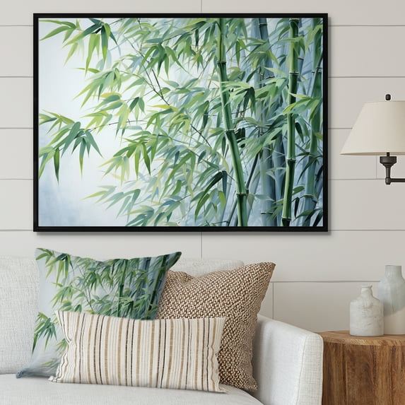 Designart "Bamboo love Dream V" Floral Floater Framed Wall Decor
