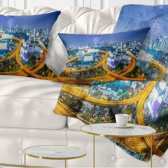 Designart Bangkok City - Cityscape Photography Throw Pillow - 12x20