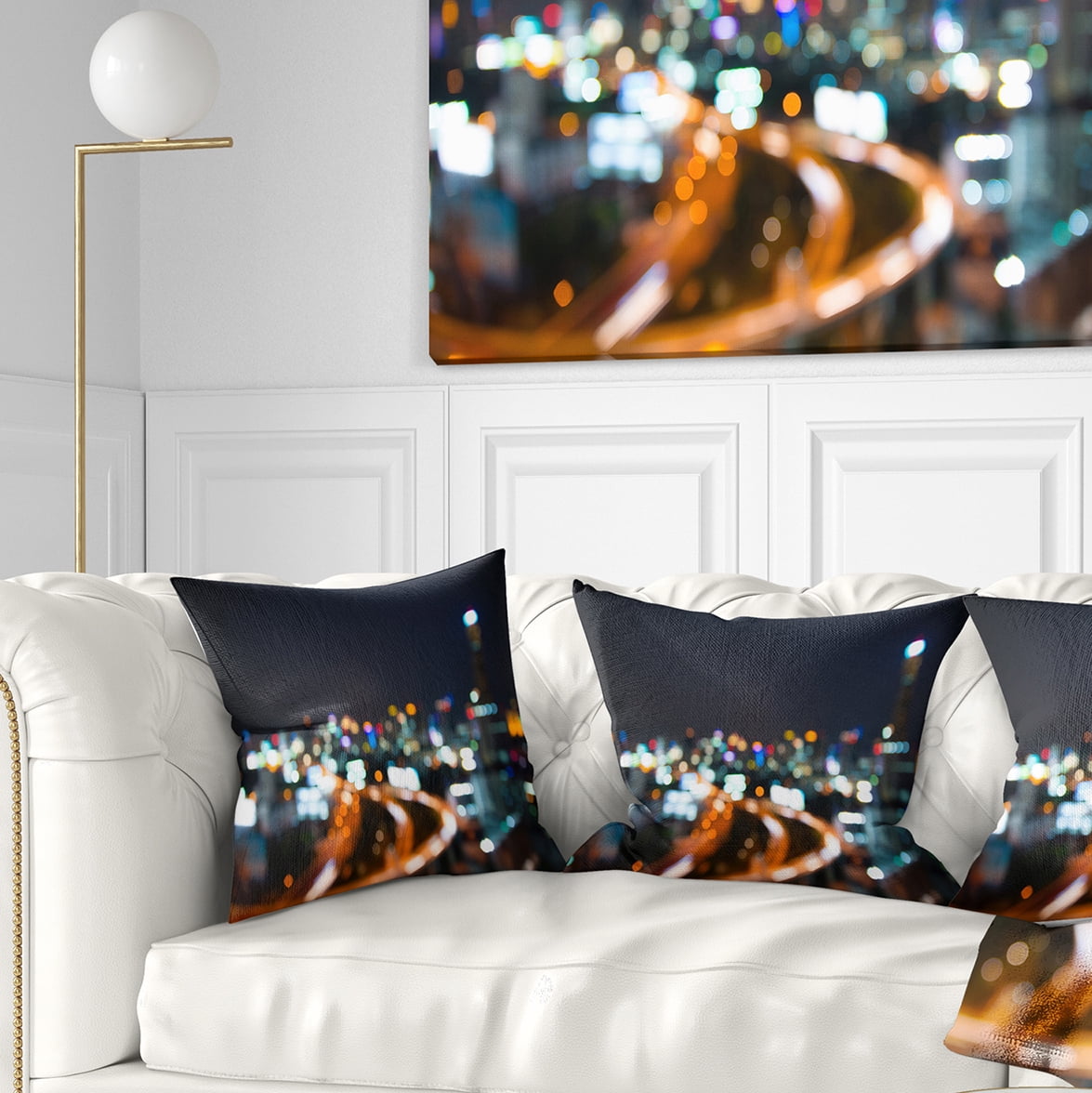 Designart Bangkok City at Twilight - Cityscape Throw Pillow - 18x18