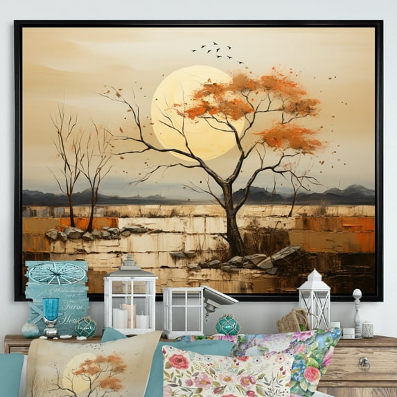 Designart "Baobab Tree euphony V" Floral Floater Framed Canvas Print