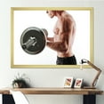thumbnail image 1 of Designart "Barbell Workout For Sportsman" Aerobic & Bodybuilding Picture Framed Canvas Wall Art, 1 of 5