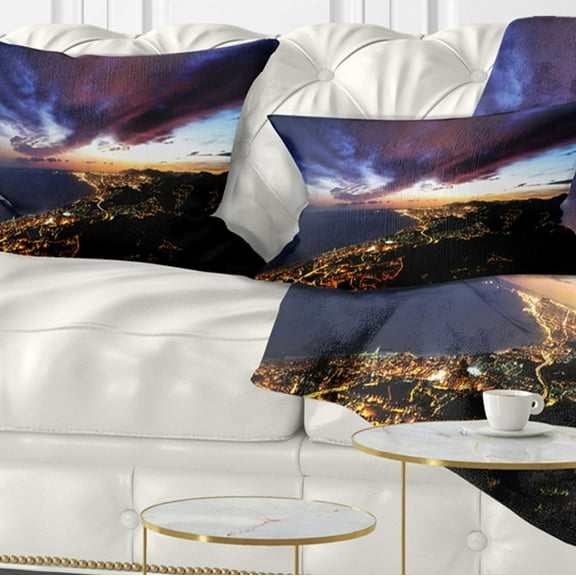 Designart Barcelona Skyline Panorama - Cityscape Throw Pillow - 12x20