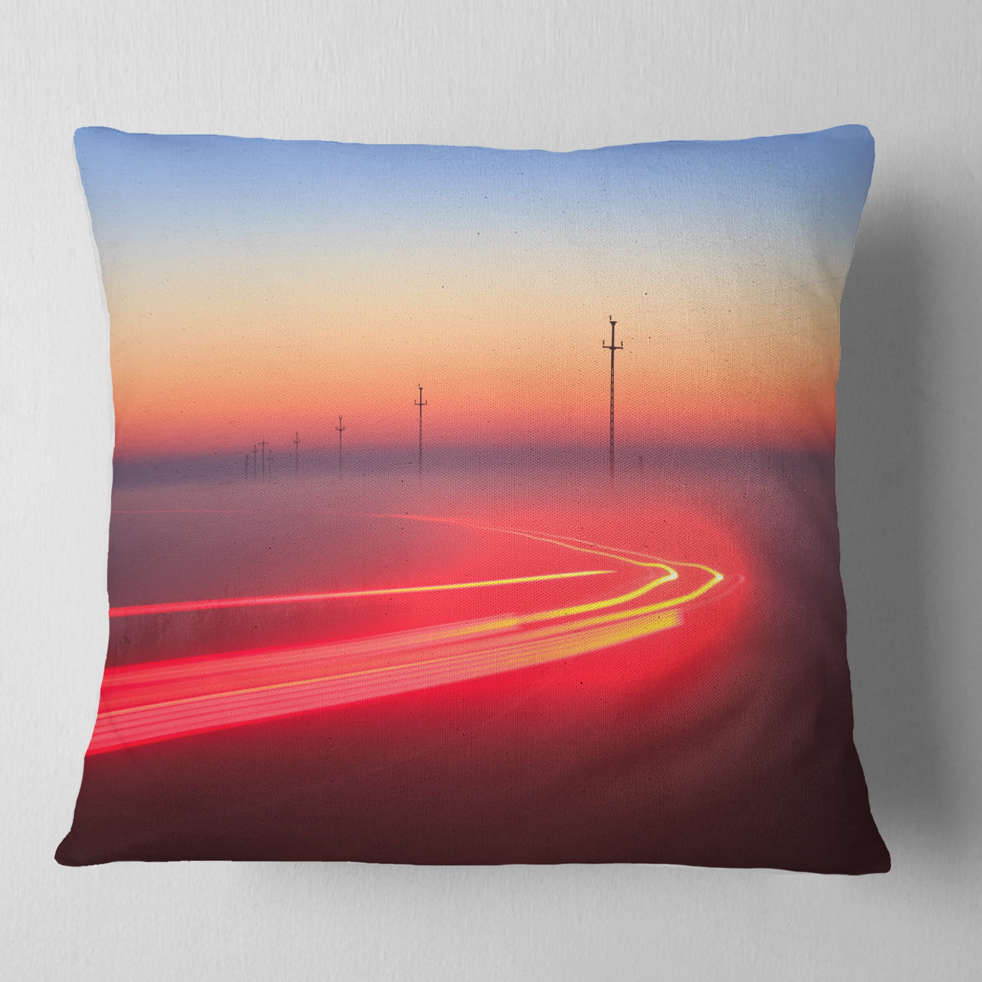 Designart Barcelona Street Traffic Trail - Throw Pillow - 16x16