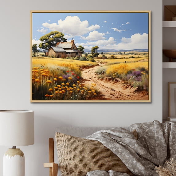 Designart "Barn Country Legacy Painting I" Farmhouse Floater Framed Canvas Wall Art