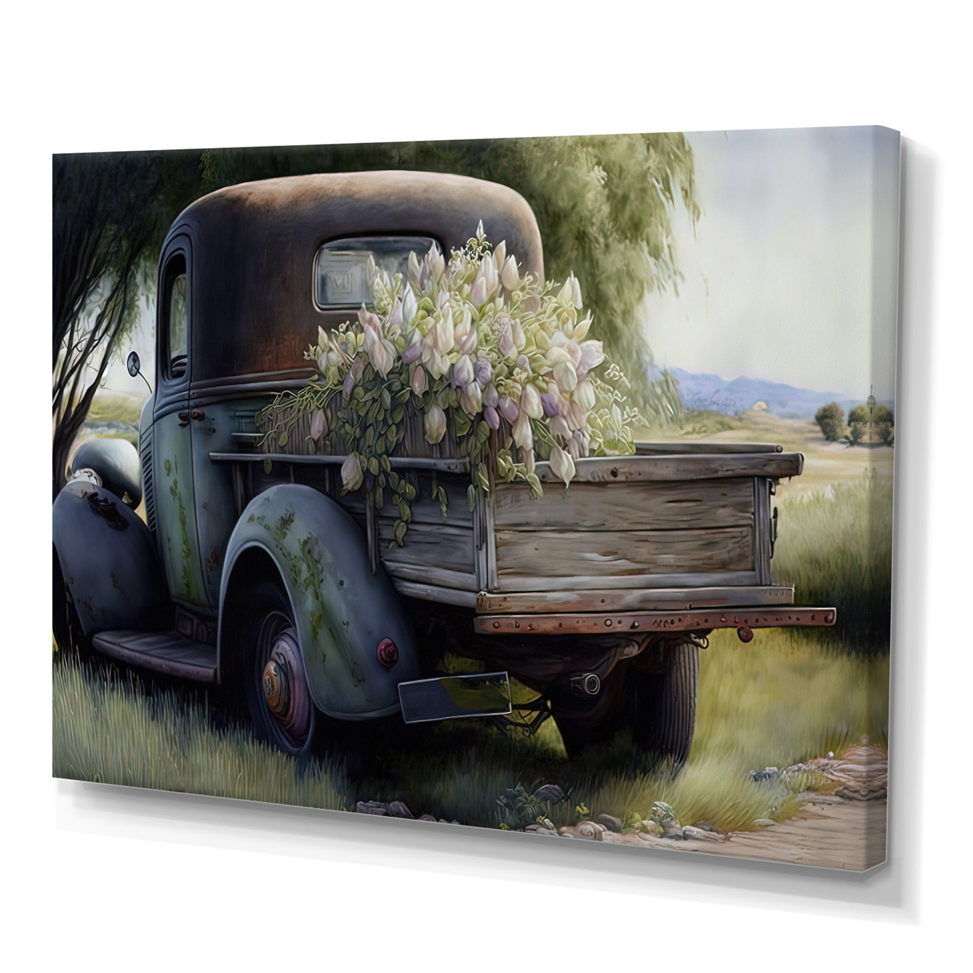 Designart Barn Flower Delivery Truck I Canvas Wall Art