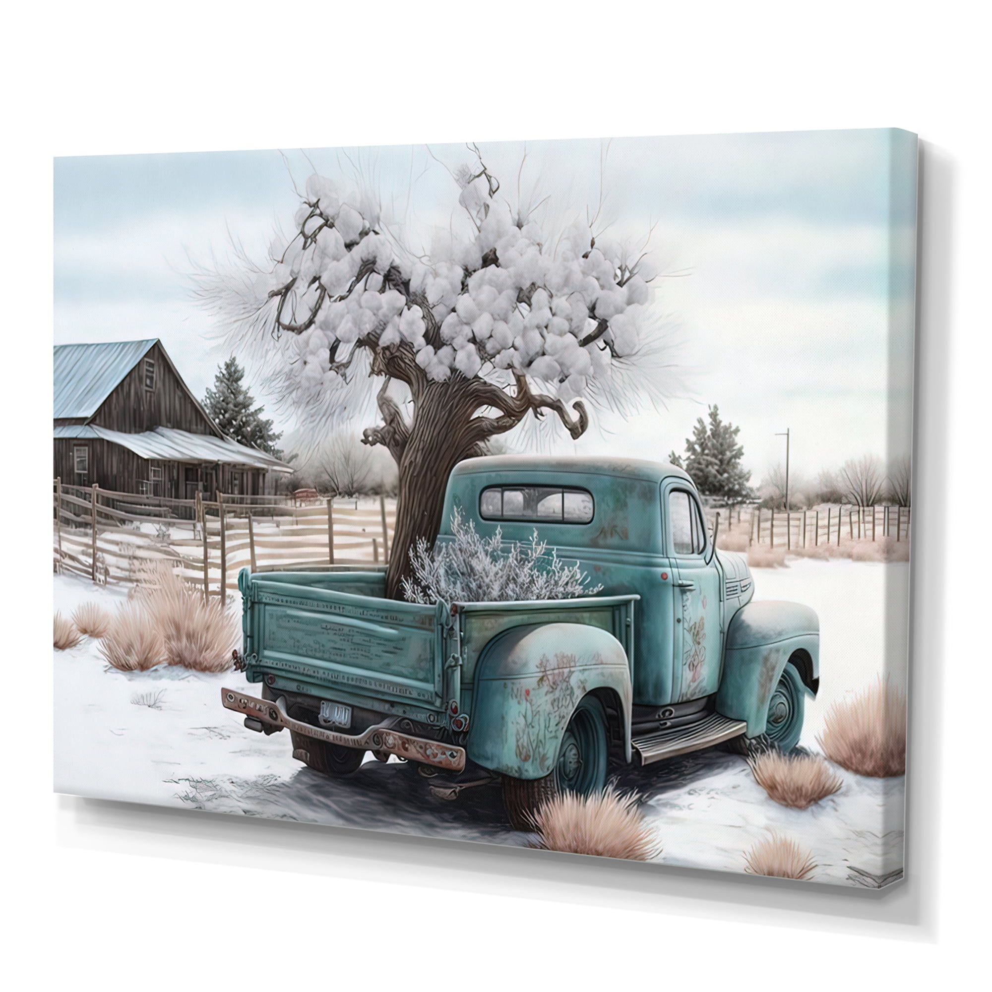 Designart Barn Flower Delivery Truck II Canvas Wall Art