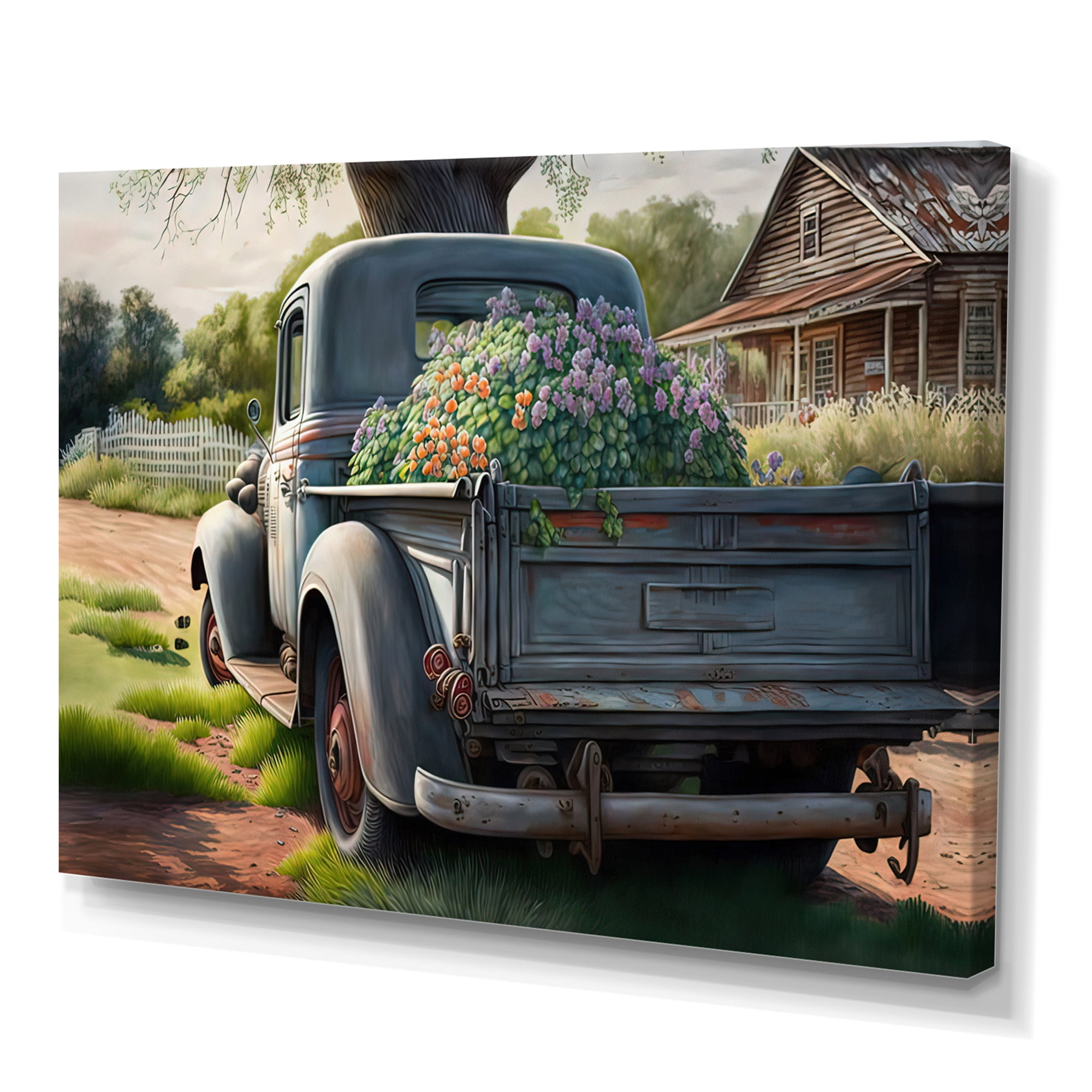 Designart Barn Flower Delivery Truck IV Canvas Wall Art