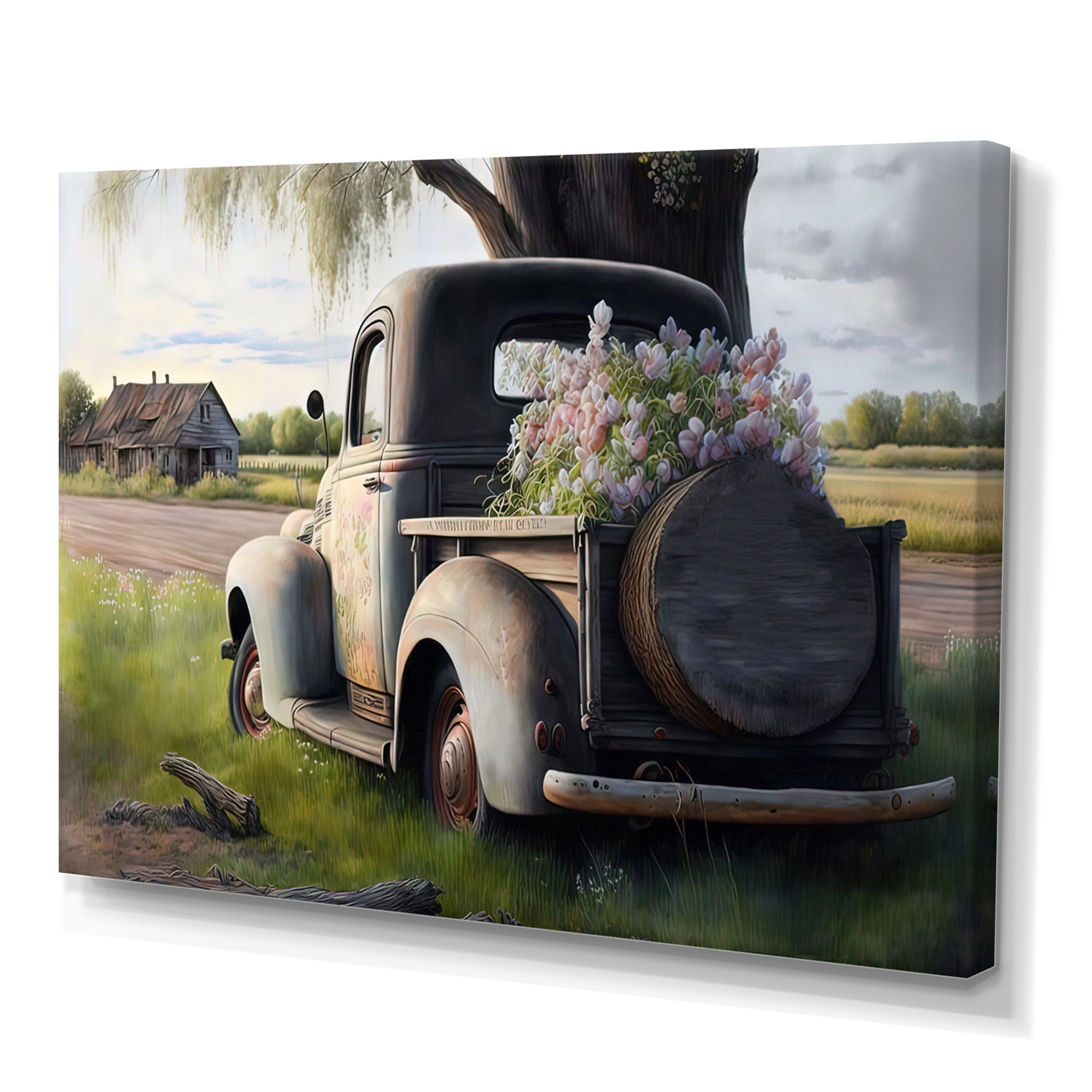 Designart Barn Flower Delivery Truck IX Canvas Wall Art