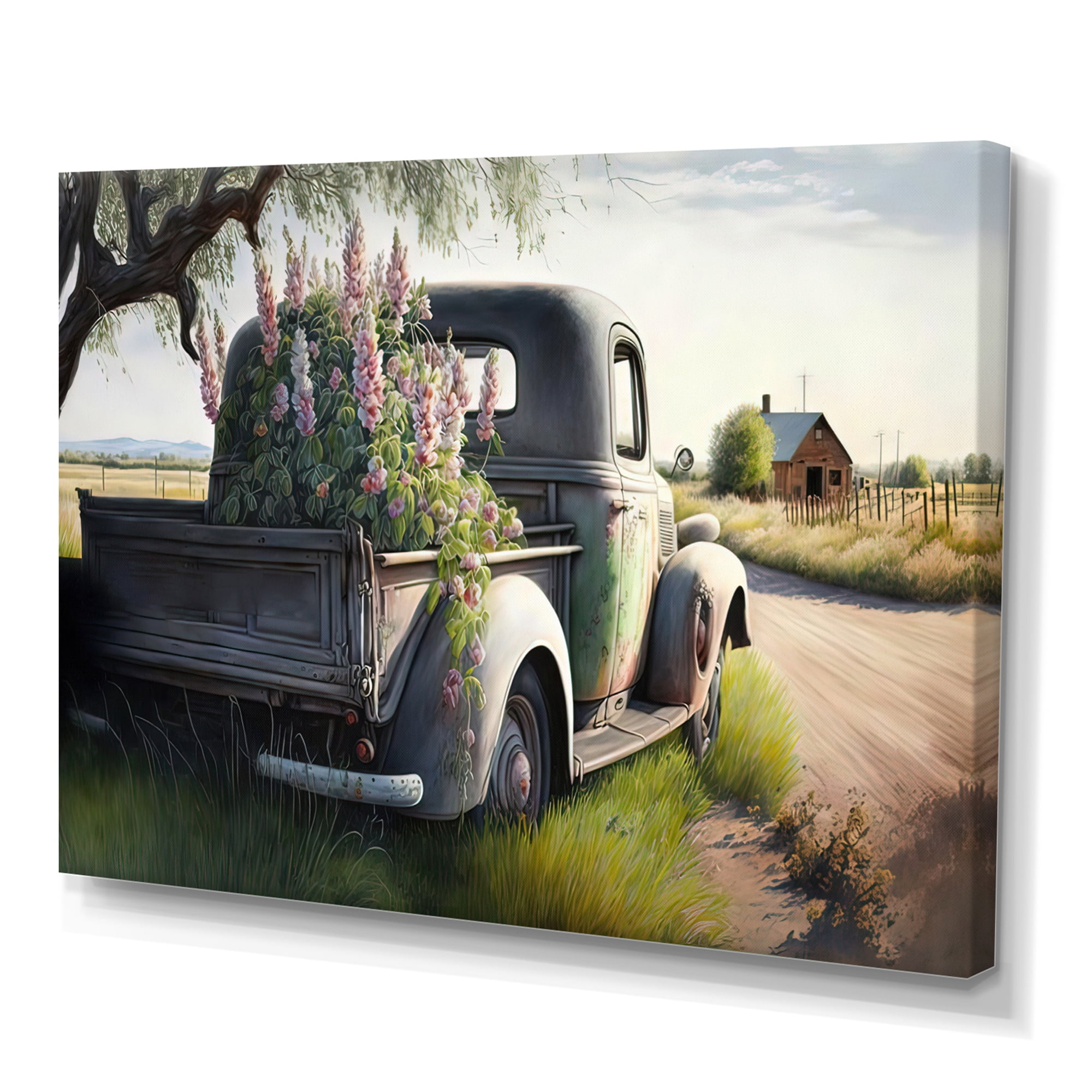 Designart Barn Flower Delivery Truck VII Canvas Wall Art