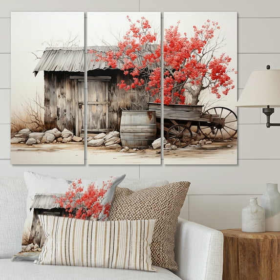 Designart "Barn Rustic gracefulness II" Farmhouse Art Living Room Set