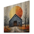 thumbnail image 1 of Designart "Barn consistency Pointillism II" Countryside Print on Natural Pine Wood, 1 of 5