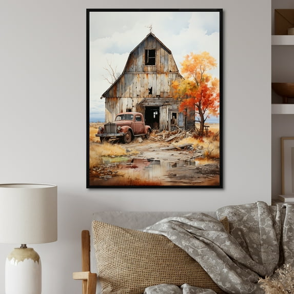 Designart "Barns Rustic beauty IX" Farmhouse Floater Framed Canvas Print