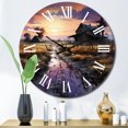 thumbnail image 1 of Designart "Barns Under Evening's Veil" Countryside Oversized Wall Clock, 1 of 5