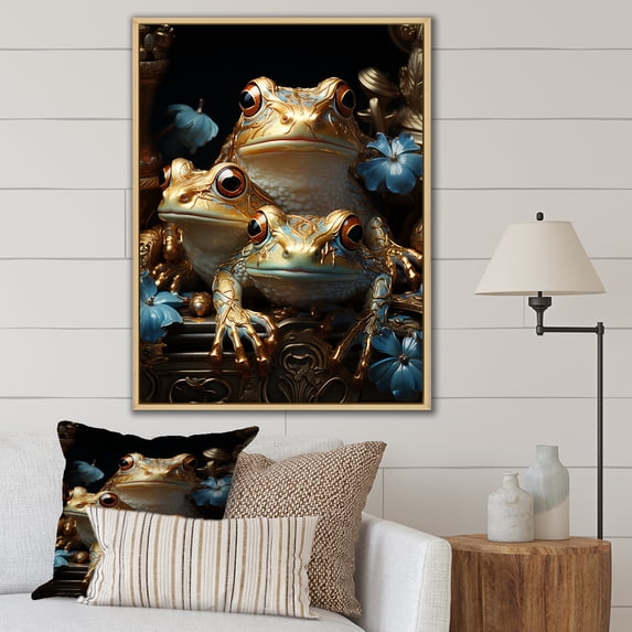 Designart "Baroque Frog Elegance" Frogs & Toads Floater Framed Canvas Art Print