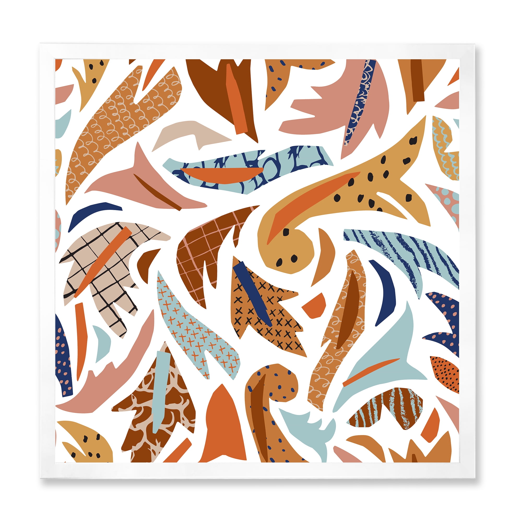 Designart 'Baroque Inspired Stylized Doodles Shapes' Bohemian & Eclectic Framed Art Print