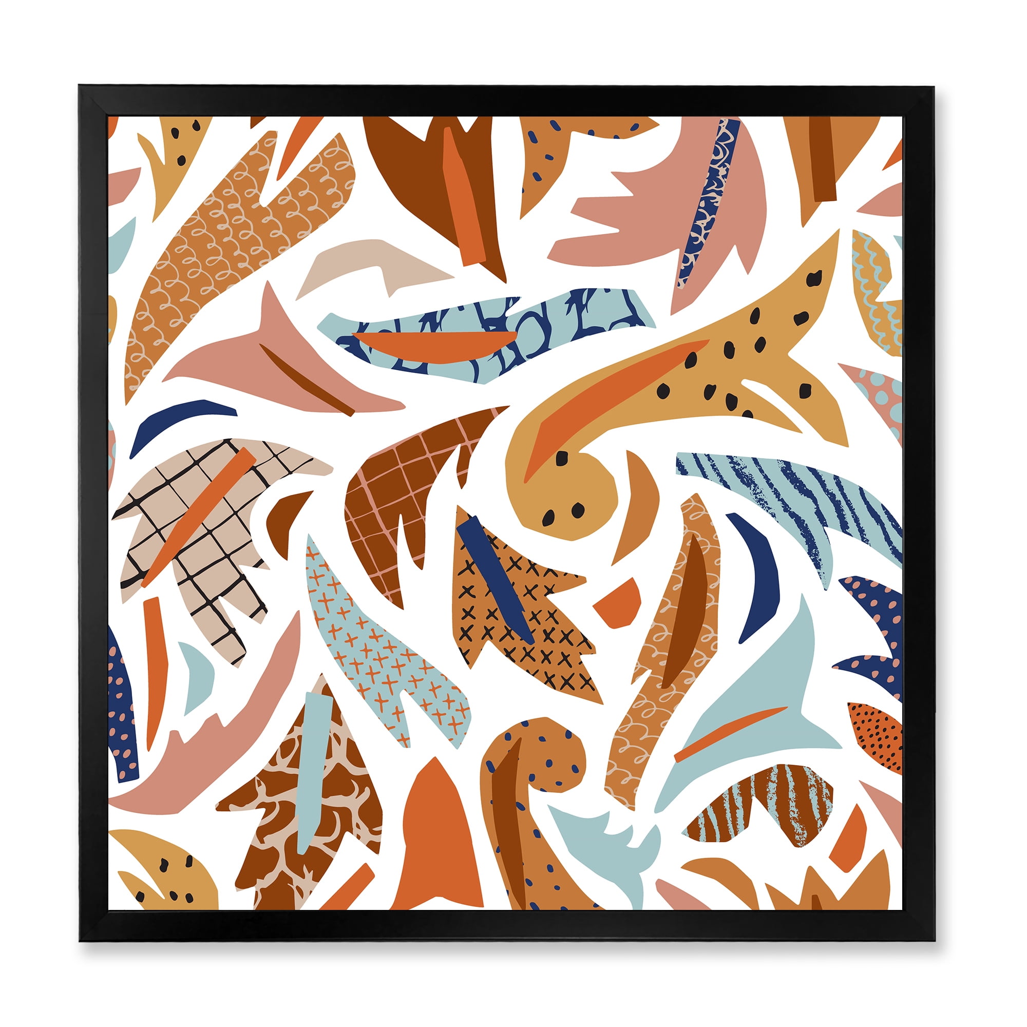 Designart 'Baroque Inspired Stylized Doodles Shapes' Bohemian & Eclectic Framed Art Print