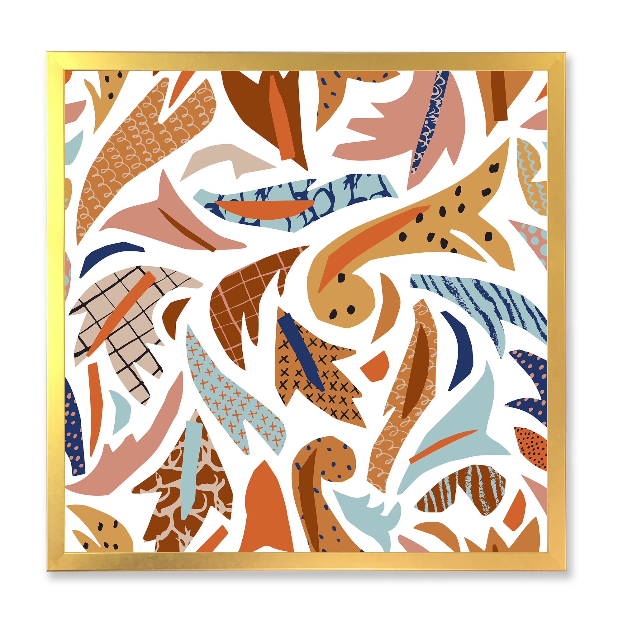 Designart 'Baroque Inspired Stylized Doodles Shapes' Bohemian & Eclectic Framed Art Print
