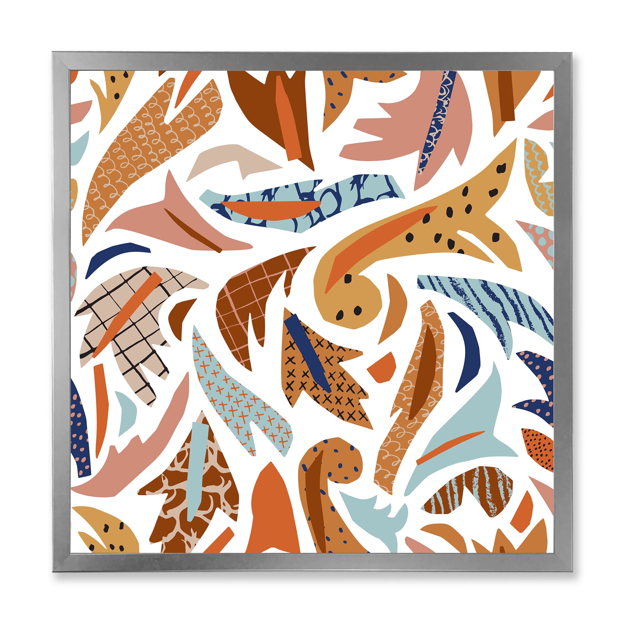 Designart 'Baroque Inspired Stylized Doodles Shapes' Bohemian & Eclectic Framed Art Print