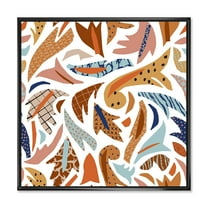 Designart 'Baroque Inspired Stylized Doodles Shapes' Bohemian & Eclectic Framed Canvas Wall Art Print