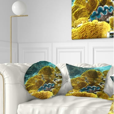 Designart Barrier Reef Underwater Scene - Seascape Throw Pillow - 12x20