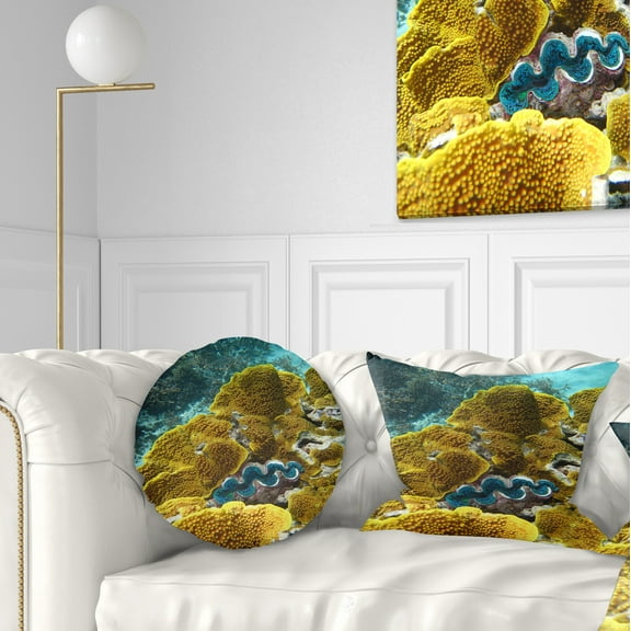 Designart Barrier Reef Underwater Scene - Seascape Throw Pillow - 12x20